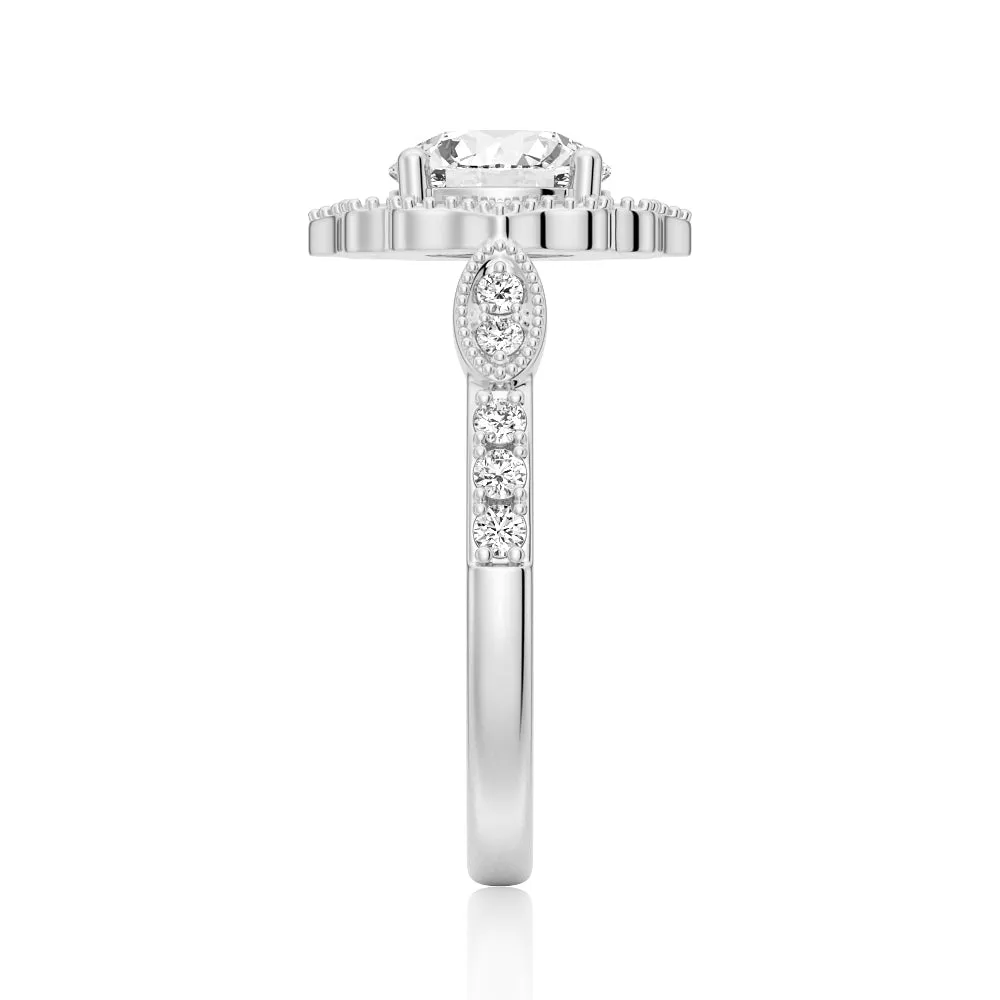 1 CT. Cadenza Halo Moissanite Round Cut Ring sold by MSBLUE Jewelry product image thumbnail 3
