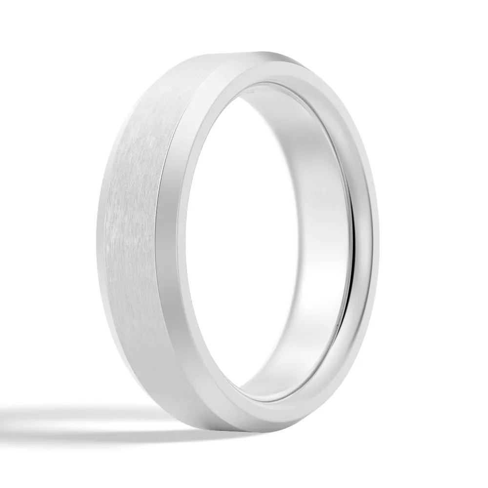 6mm Bezel Set Moissanite Men's Wedding Ring With Beveled Edges sold by MSBLUE Jewelry product image thumbnail 4