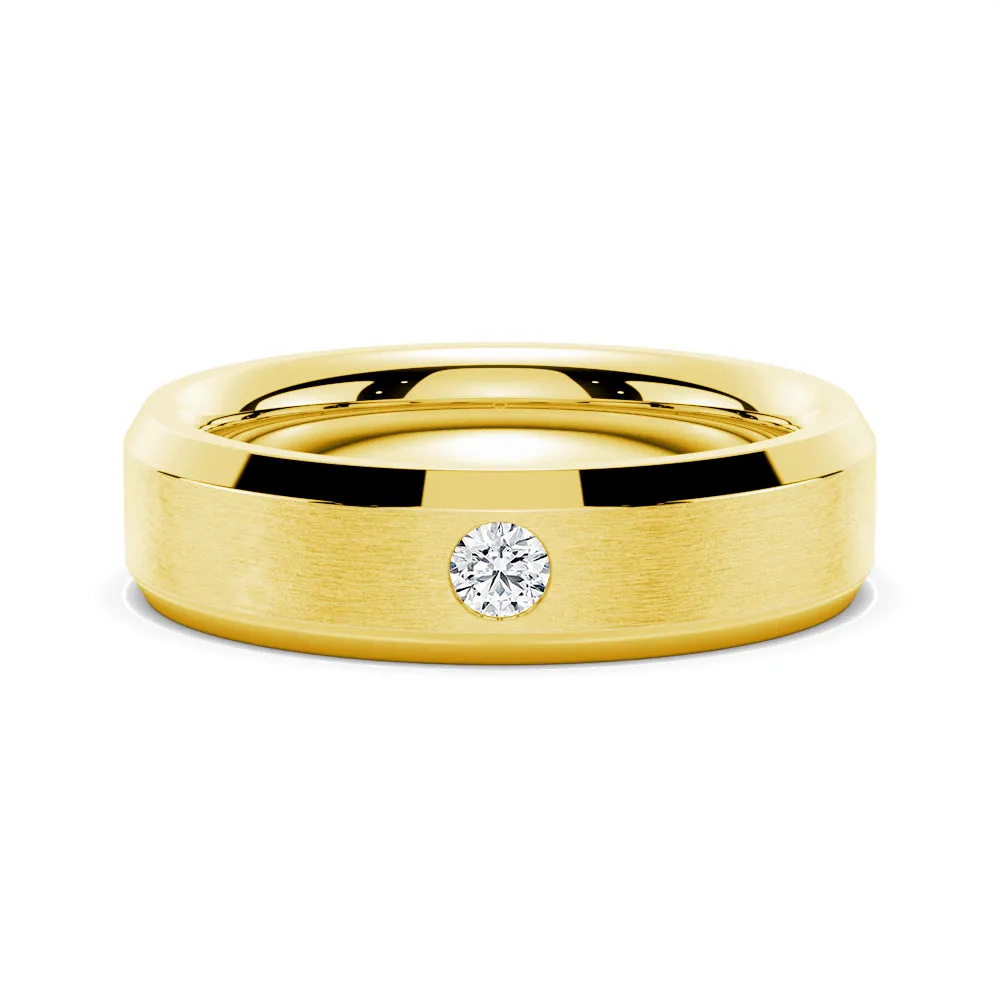 6mm Bezel Set Moissanite Men's Wedding Ring With Beveled Edges sold by MSBLUE Jewelry product image thumbnail 2