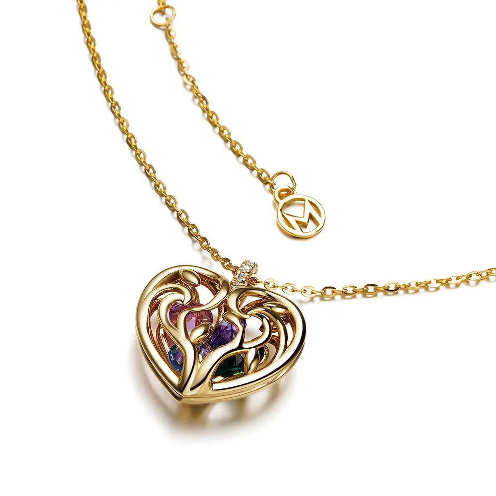 Custom Caged Heart Birthstones Necklace Pendant sold by MSBLUE Jewelry product image thumbnail 2