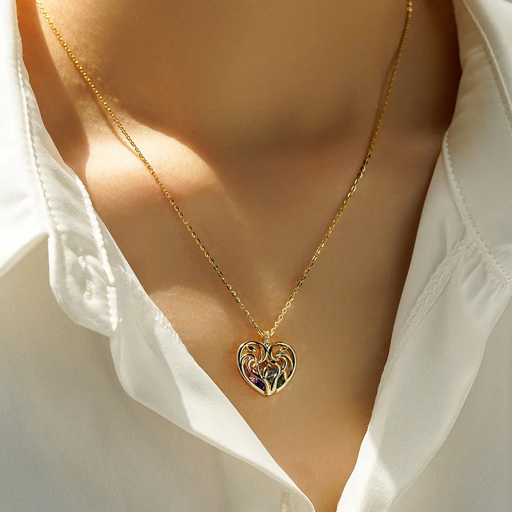 Custom Caged Heart Birthstones Necklace Pendant sold by MSBLUE Jewelry product image thumbnail 4