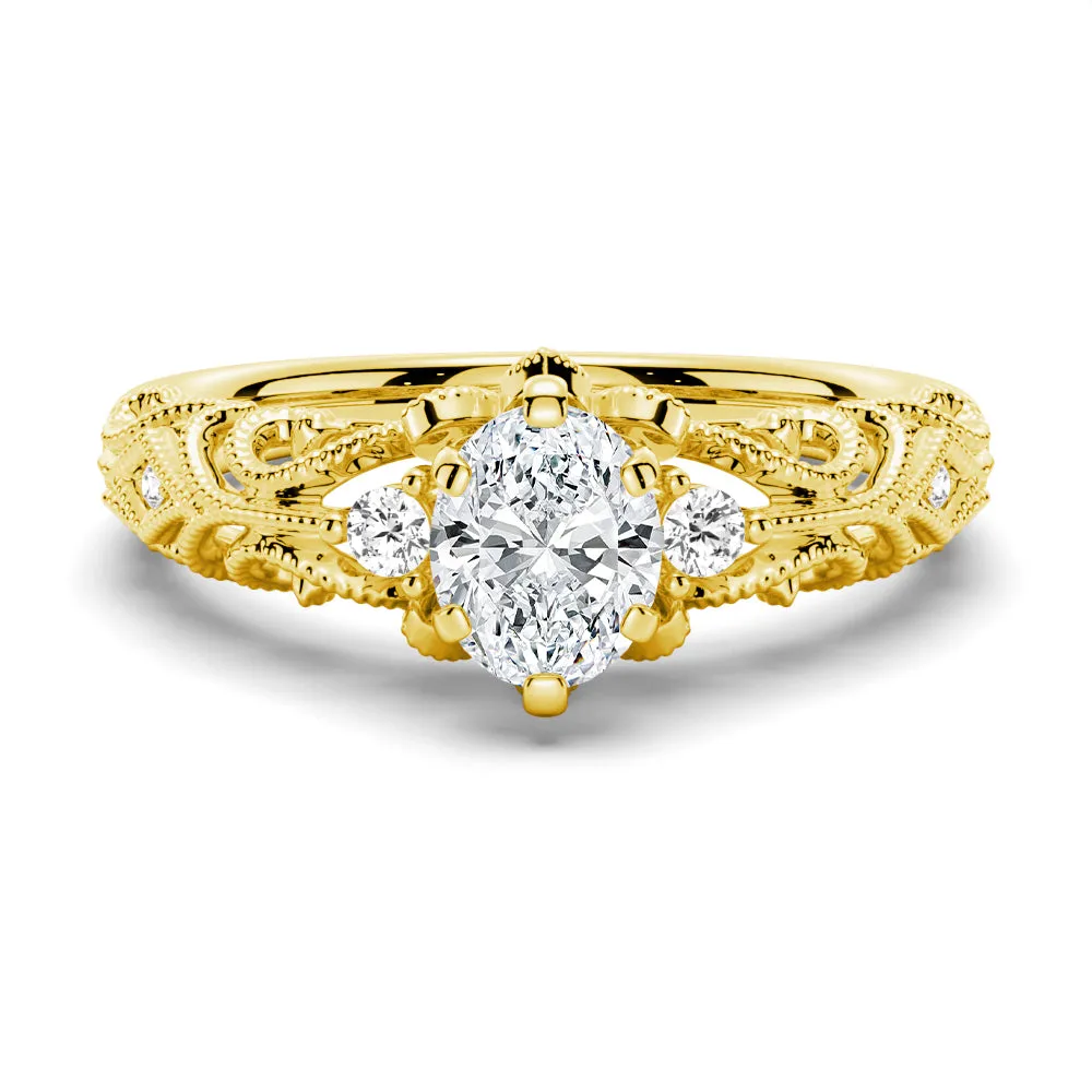 Romantic Vintage Oval Moissanite Engagement Ring sold by MSBLUE Jewelry product image thumbnail 2