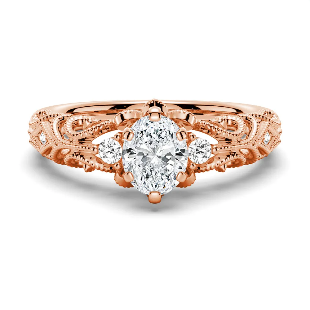 Romantic Vintage Oval Moissanite Engagement Ring sold by MSBLUE Jewelry product image thumbnail 3