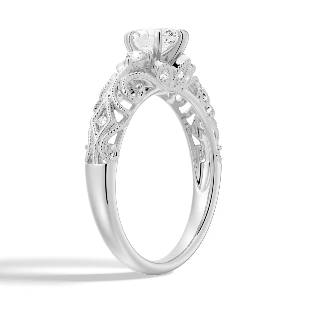 Romantic Vintage Oval Moissanite Engagement Ring sold by MSBLUE Jewelry product image thumbnail 4