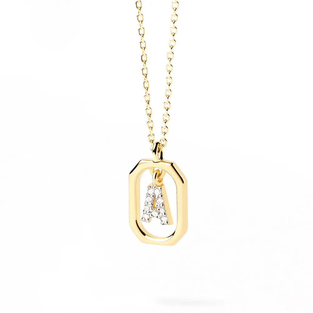 Moissanite Initial A Dangle Pendant Necklace sold by MSBLUE Jewelry product image thumbnail 2