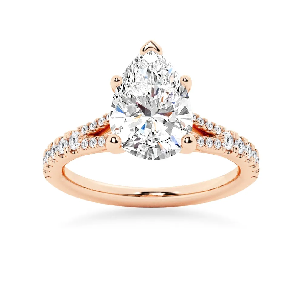 NEW Pear Shaped Split-Shank Moissanite Engagement Ring sold by MSBLUE Jewelry product image thumbnail 3