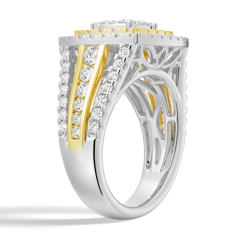 Vintage Cluster Two Tone Moissanite Engagement Ring With Triple Shank Band sold by MSBLUE Jewelry product image thumbnail 4