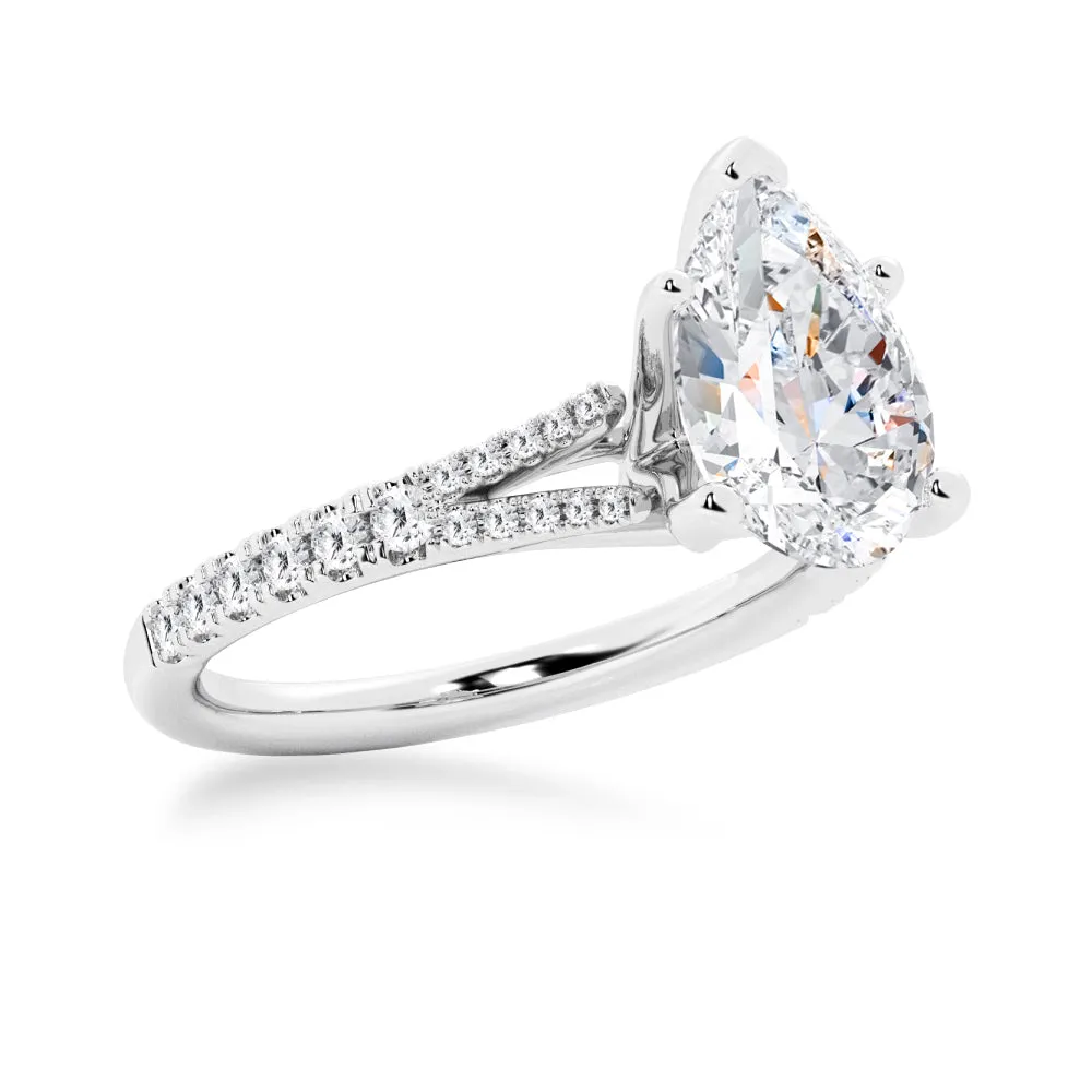 NEW Pear Shaped Split-Shank Moissanite Engagement Ring sold by MSBLUE Jewelry product image thumbnail 4