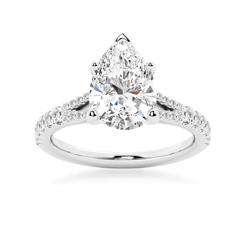 NEW Pear Shaped Split-Shank Moissanite Engagement Ring sold by MSBLUE Jewelry