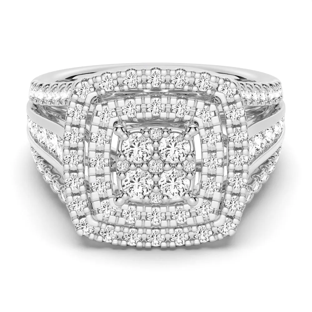 Vintage Cluster Two Tone Moissanite Engagement Ring With Triple Shank Band sold by MSBLUE Jewelry product image thumbnail 2