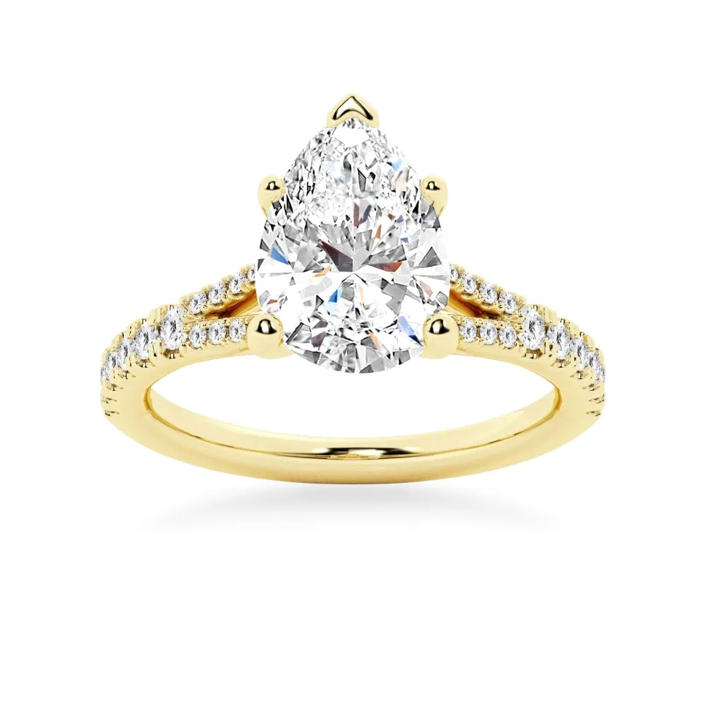 NEW Pear Shaped Split-Shank Moissanite Engagement Ring sold by MSBLUE Jewelry product image thumbnail 2