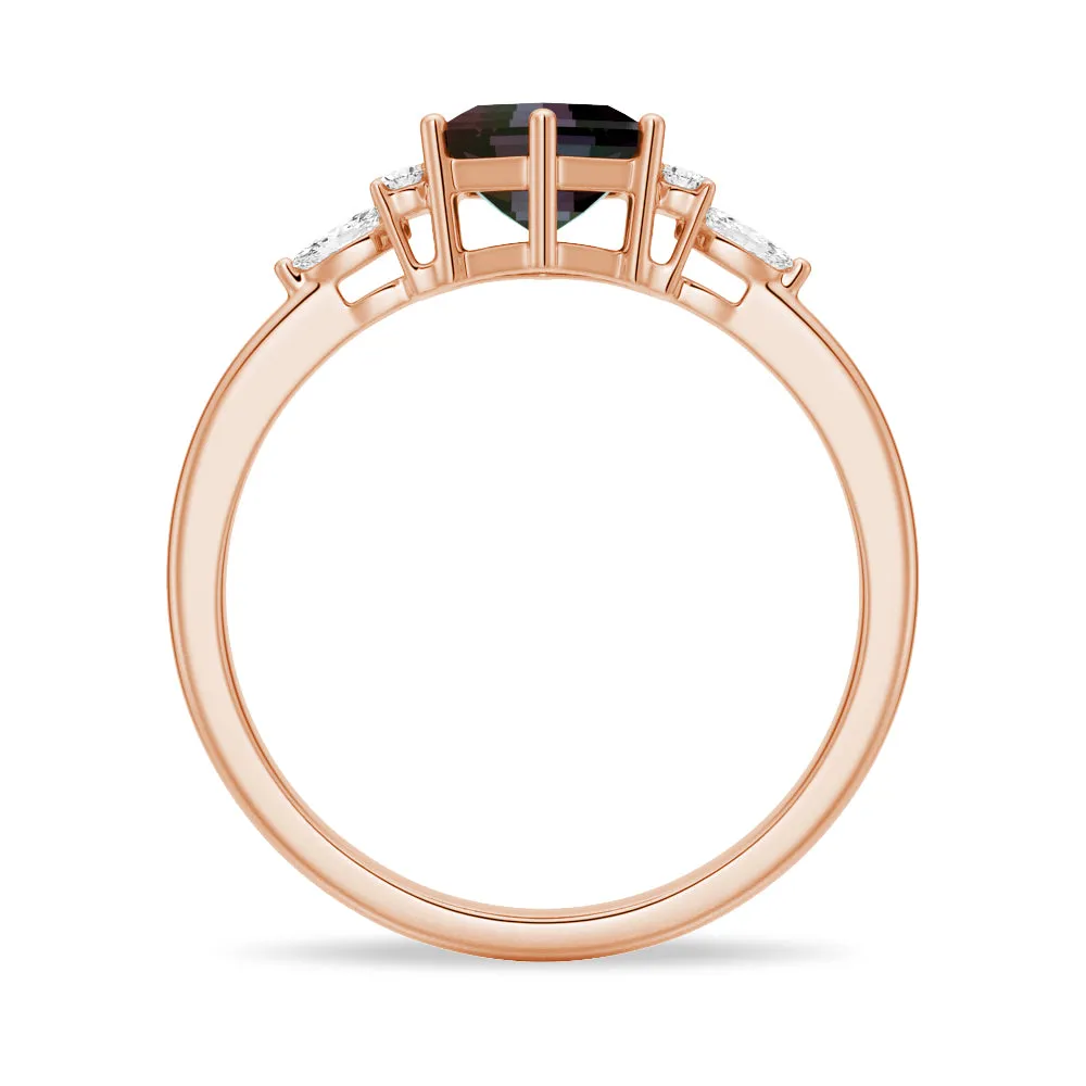 1.5 CT. Hexagon Cut Unique Alexandrite Engagement Ring With Moissanite Accents sold by MSBLUE Jewelry product image thumbnail 4