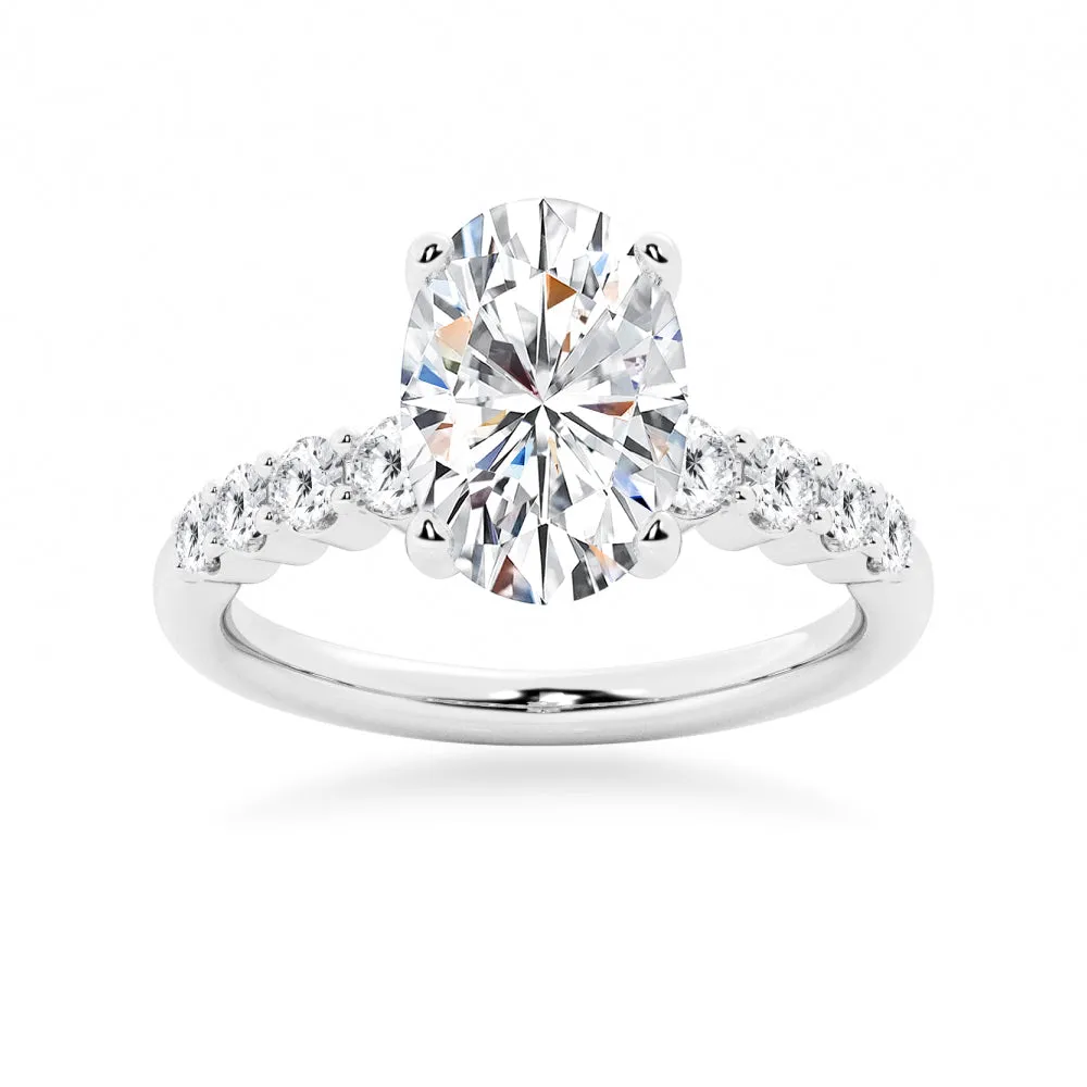 Classic Shared-Prong Oval Cut Moissanite Engagement Ring sold by MSBLUE Jewelry