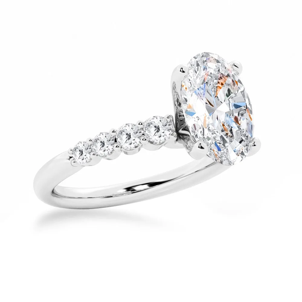 Classic Shared-Prong Oval Cut Moissanite Engagement Ring sold by MSBLUE Jewelry product image thumbnail 4