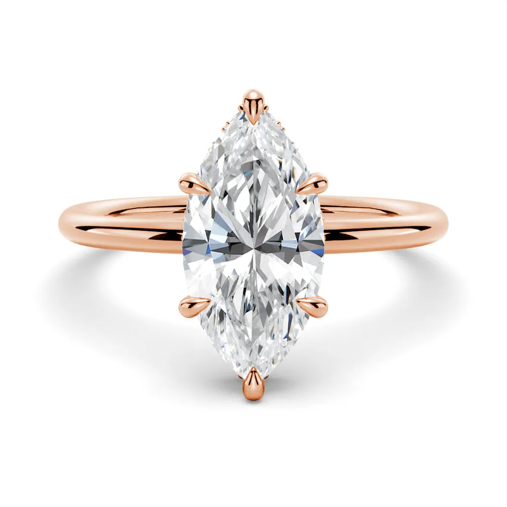 Solitaire Marquise Engagement Ring With Hidden Halo sold by MSBLUE Jewelry product image thumbnail 3