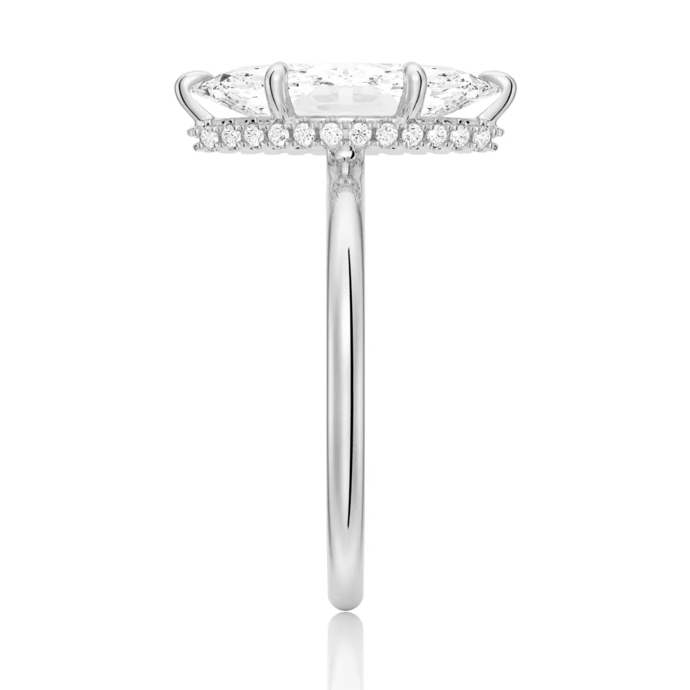 Solitaire Marquise Engagement Ring With Hidden Halo sold by MSBLUE Jewelry product image thumbnail 5