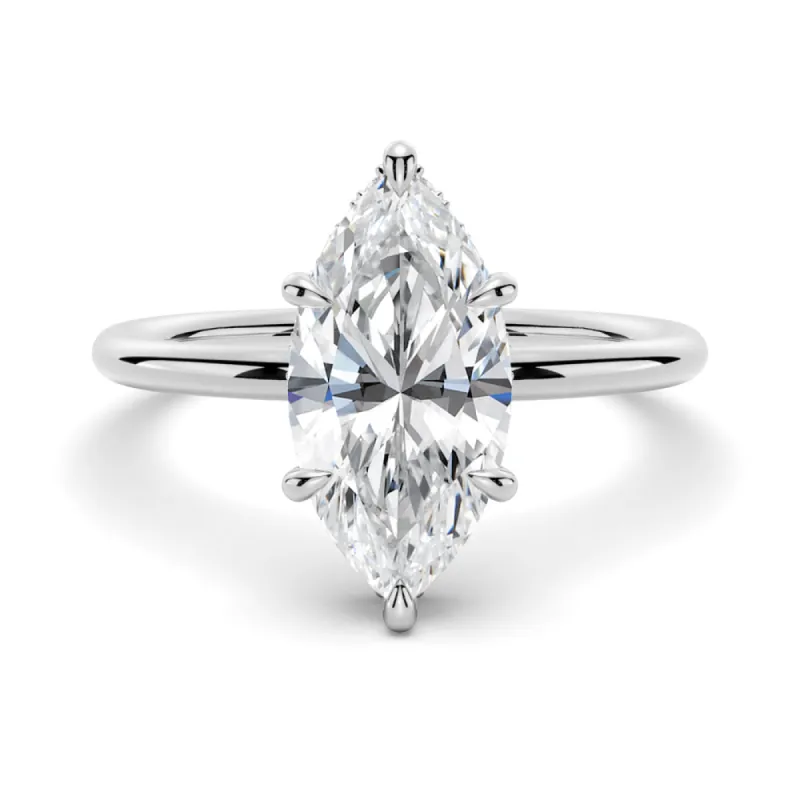 Solitaire Marquise Engagement Ring With Hidden Halo sold by MSBLUE Jewelry