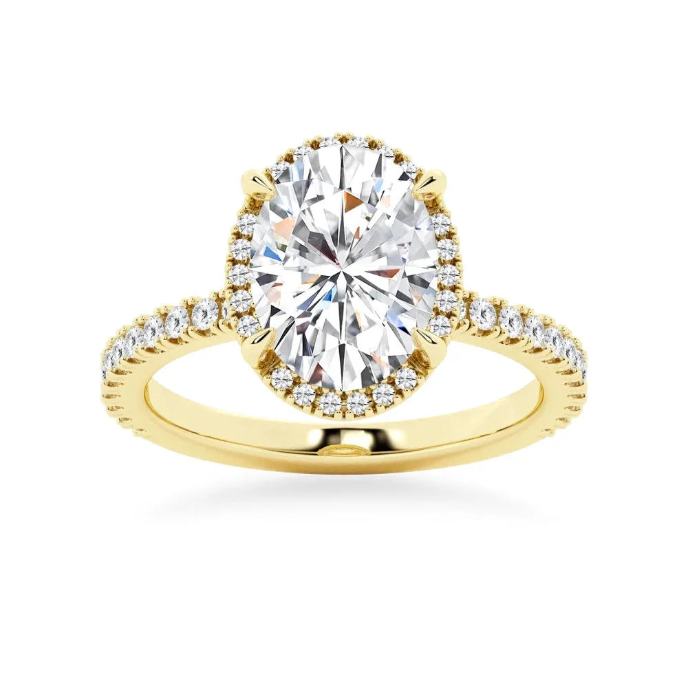 Half Eternity Oval Cut Moissanite Halo Engagement Ring sold by MSBLUE Jewelry product image thumbnail 2