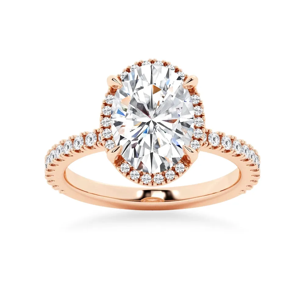 Half Eternity Oval Cut Moissanite Halo Engagement Ring sold by MSBLUE Jewelry product image thumbnail 3