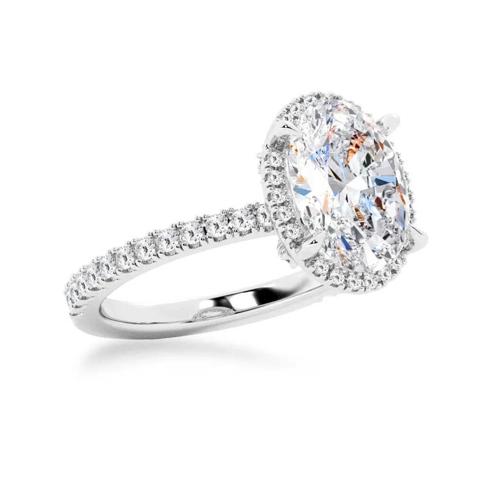 Half Eternity Oval Cut Moissanite Halo Engagement Ring sold by MSBLUE Jewelry product image thumbnail 4