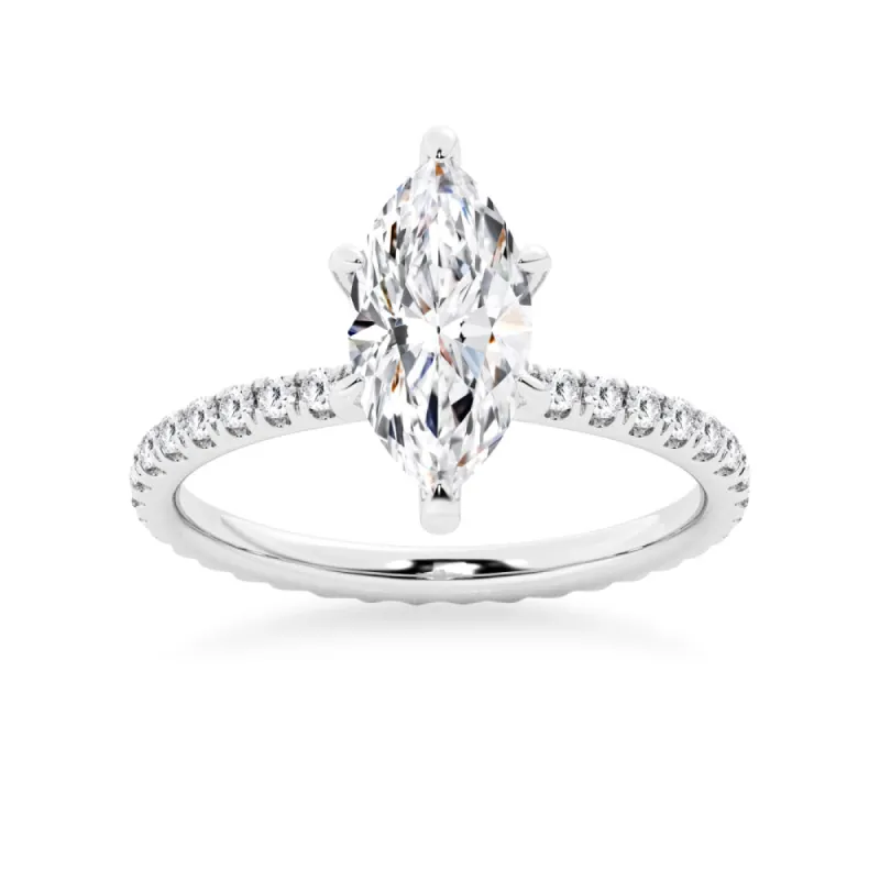 Marquise Cut Engagement Ring With Eternity Pave Band sold by MSBLUE Jewelry