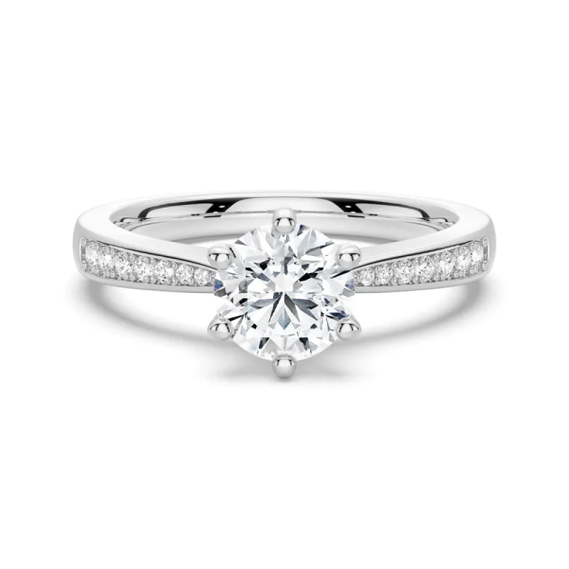 1 CT. Roud Cut Pavé Moissanite Engagement Ring sold by MSBLUE Jewelry