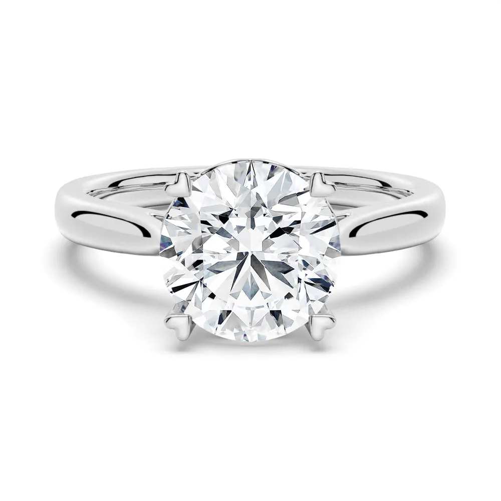 Secret Solitaire Round Moissanite Engagement Ring sold by MSBLUE Jewelry