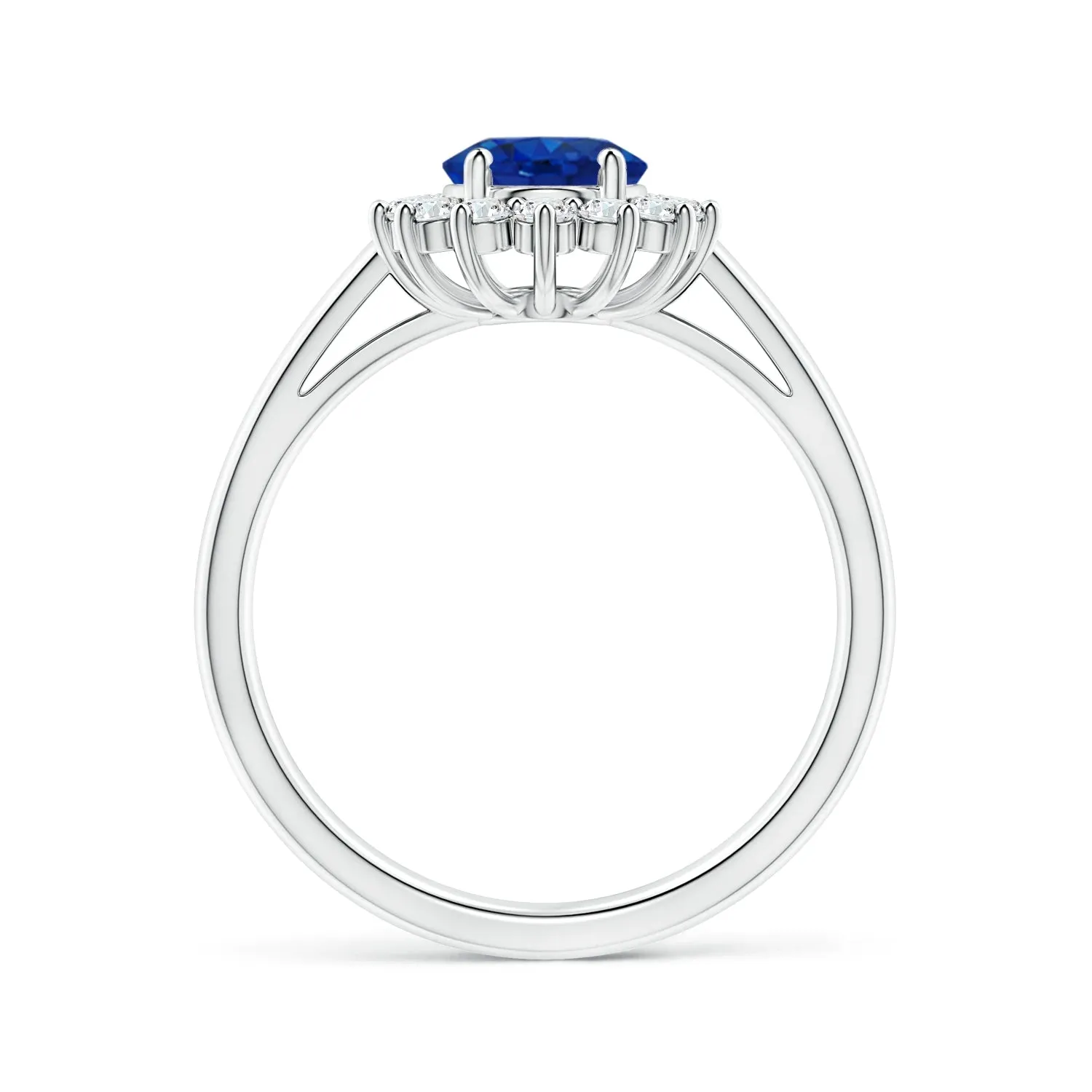 2 CT. Oval Sapphire Ring with Sunburst Diamond Halo sold by MSBLUE Jewelry product image thumbnail 2