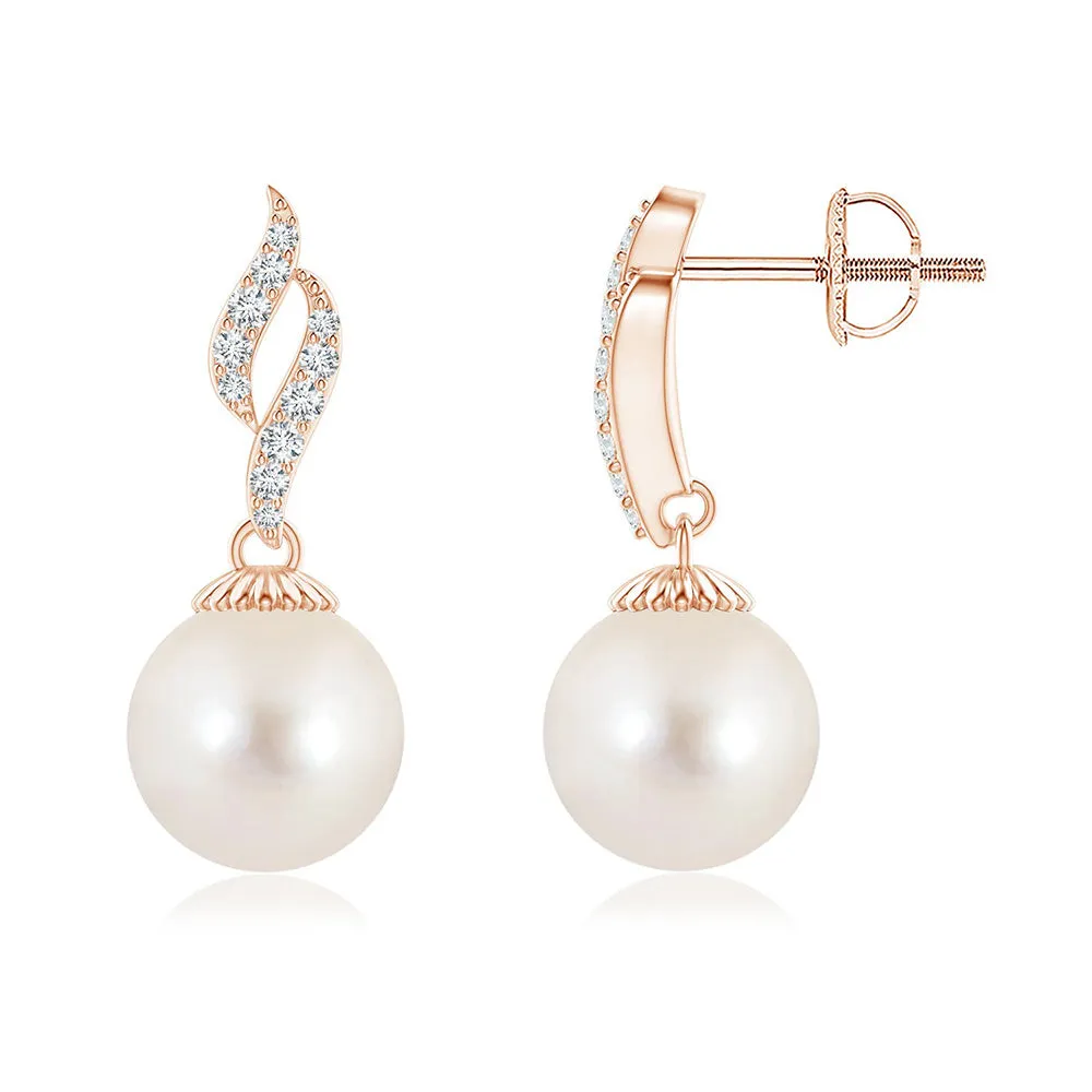 8mm Luminous Fire Freshwater Cultured Pearl Earrings with Moissanite Pavé sold by MSBLUE Jewelry product image thumbnail 3