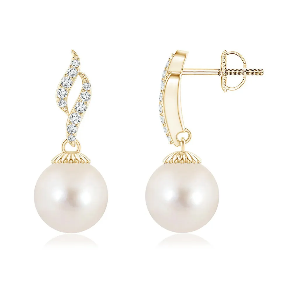 8mm Luminous Fire Freshwater Cultured Pearl Earrings with Moissanite Pavé sold by MSBLUE Jewelry product image thumbnail 2