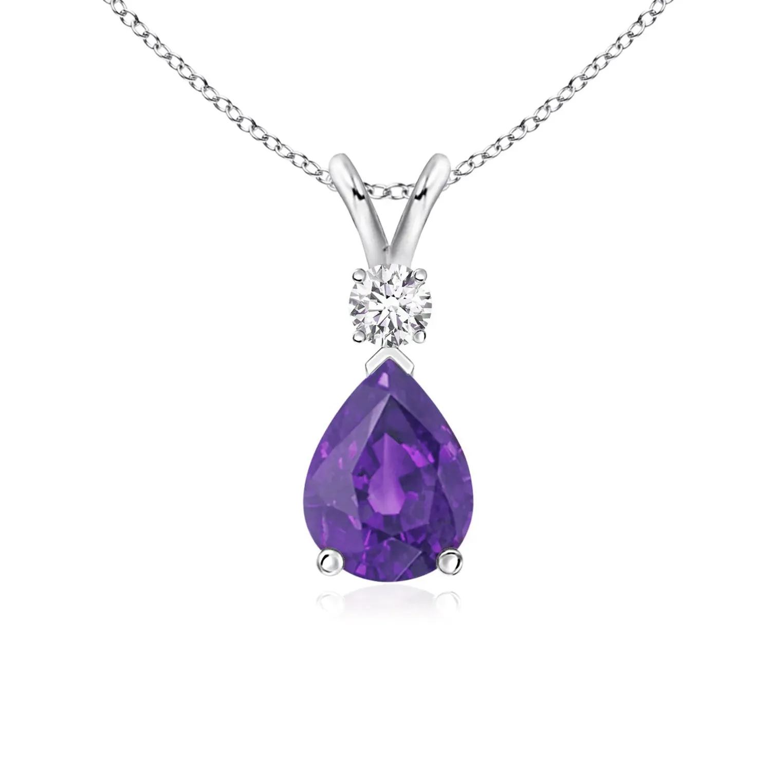 1.12 CT. Amethyst Pear Shape Pendant with Diamond sold by MSBLUE Jewelry