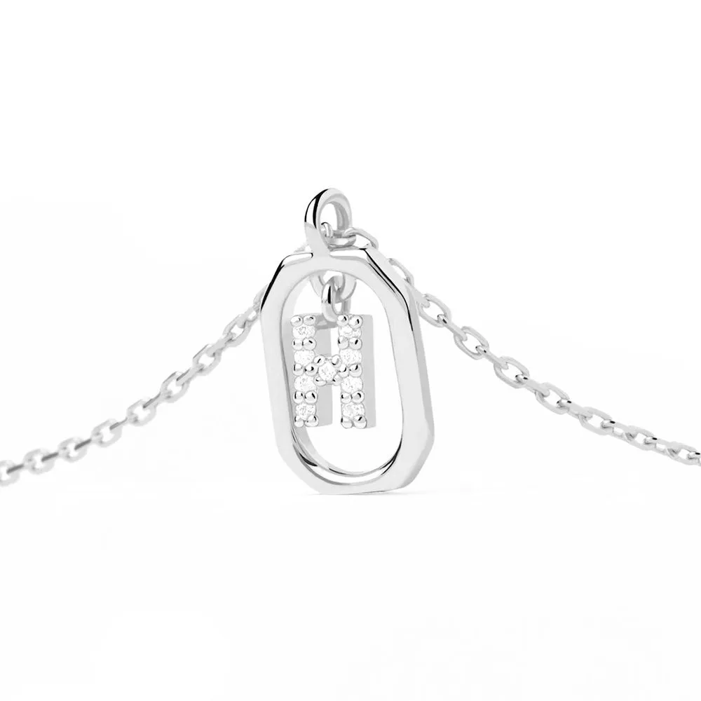 Moissanite Initial H Dangle Pendant Necklace sold by MSBLUE Jewelry product image thumbnail 3