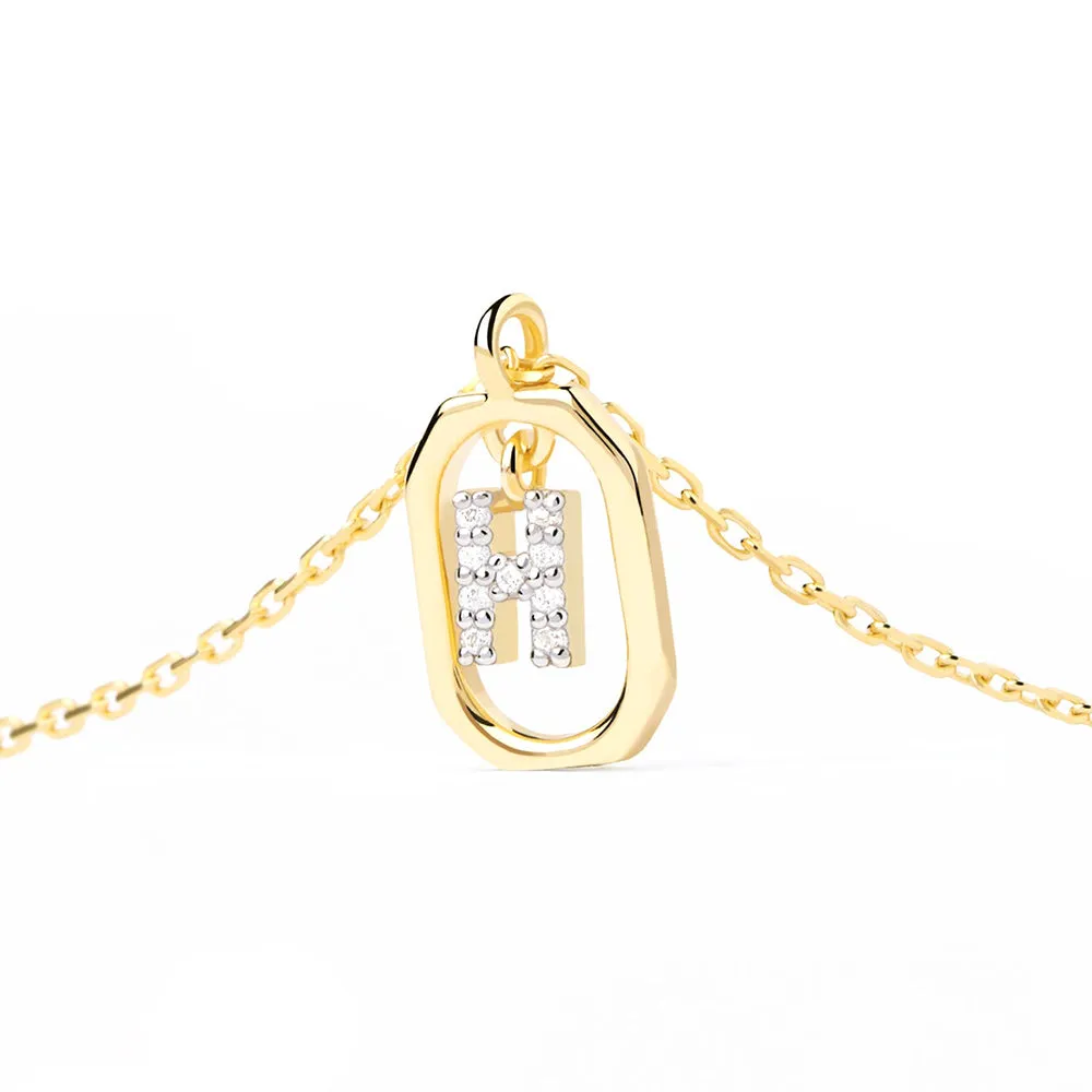 Moissanite Initial H Dangle Pendant Necklace sold by MSBLUE Jewelry product image thumbnail 4