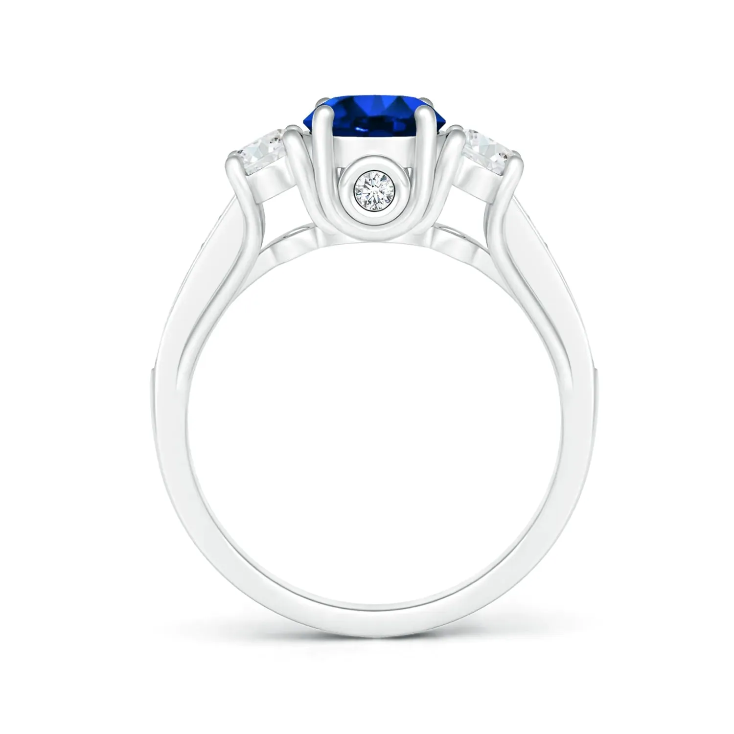 2.5 CT. Classic Blue Sapphire and White Sapphire Three Stone Ring sold by MSBLUE Jewelry product image thumbnail 2