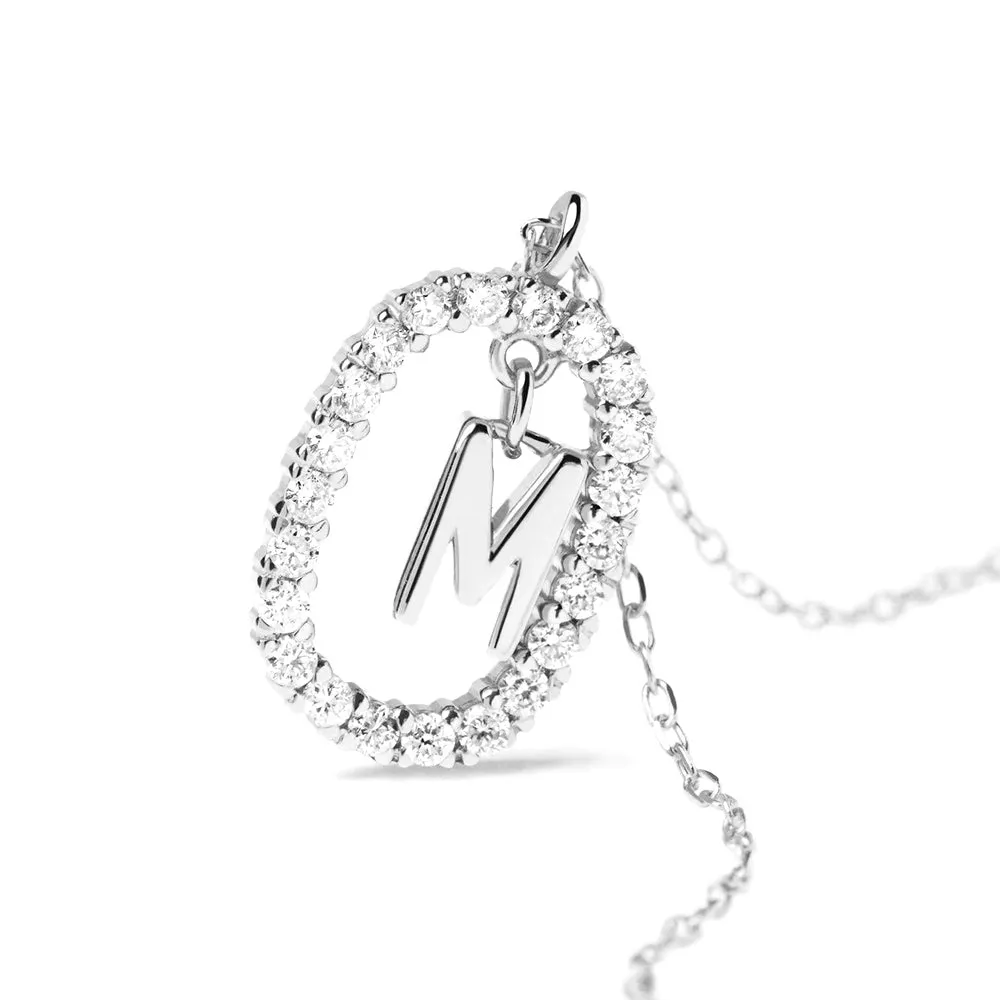 Moissanite Letter M Dangle Pendant Necklace sold by MSBLUE Jewelry product image thumbnail 3