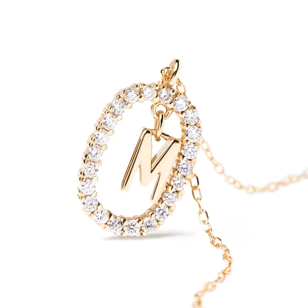 Moissanite Letter M Dangle Pendant Necklace sold by MSBLUE Jewelry product image thumbnail 5