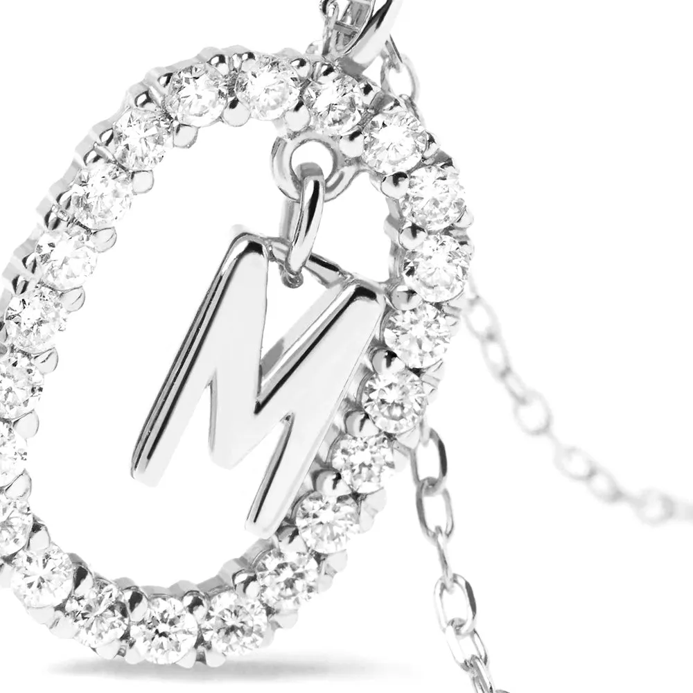 Moissanite Letter M Dangle Pendant Necklace sold by MSBLUE Jewelry product image thumbnail 4