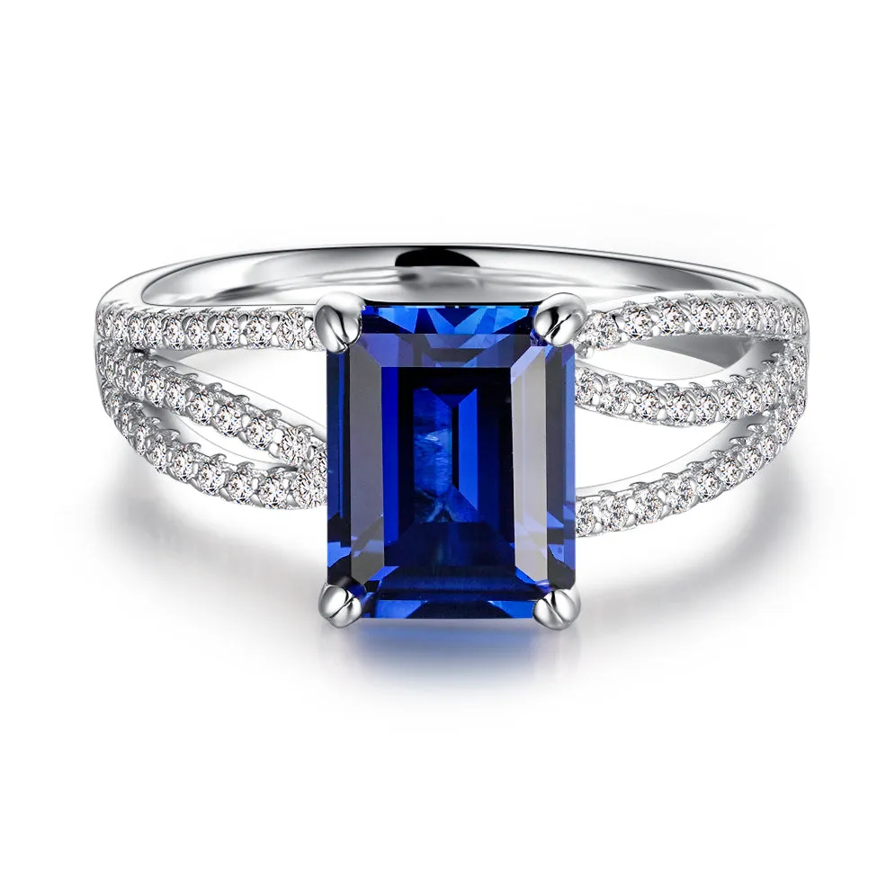 2.5 CT. Petite Split Band Lab Grown Sapphire Gemstone Ring sold by MSBLUE Jewelry