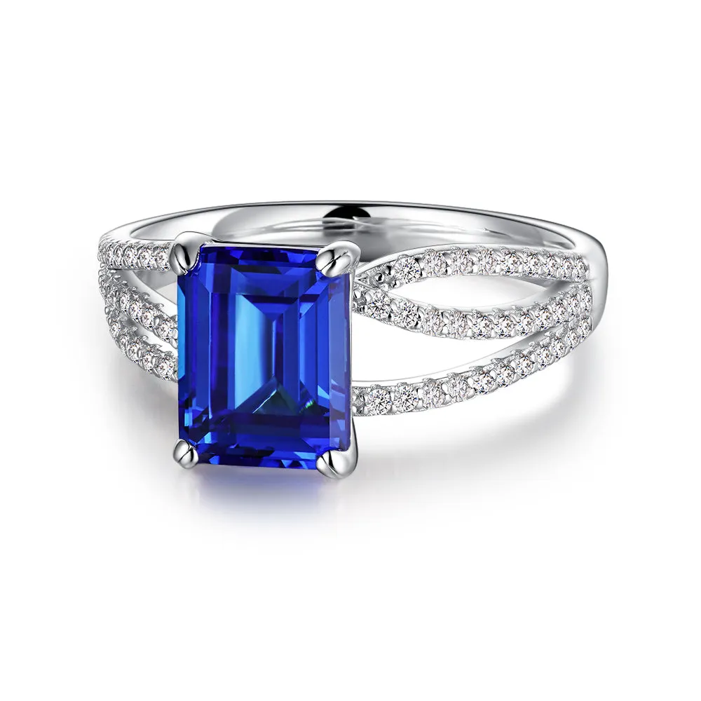 2.5 CT. Petite Split Band Lab Grown Sapphire Gemstone Ring sold by MSBLUE Jewelry product image thumbnail 2