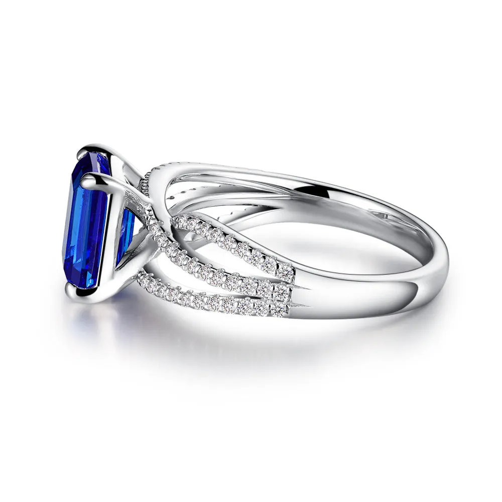 2.5 CT. Petite Split Band Lab Grown Sapphire Gemstone Ring sold by MSBLUE Jewelry product image thumbnail 3