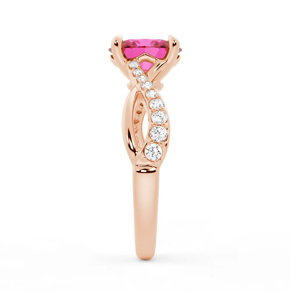 "You Are Stronger Than You Think" Oval Pink Sapphire Ring With Infinite Band sold by MSBLUE Jewelry product image thumbnail 3