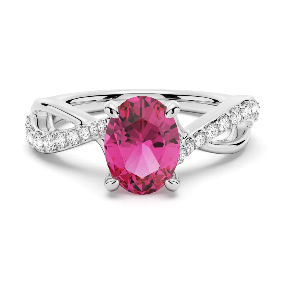 "You Are Stronger Than You Think" Oval Pink Sapphire Ring With Infinite Band sold by MSBLUE Jewelry product image thumbnail 2