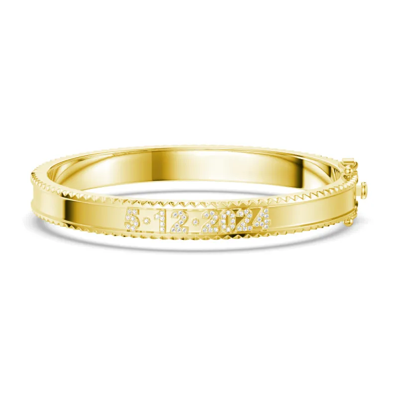 Custom Signature Bangle Bracelet with Personalized Engravings sold by MSBLUE Jewelry