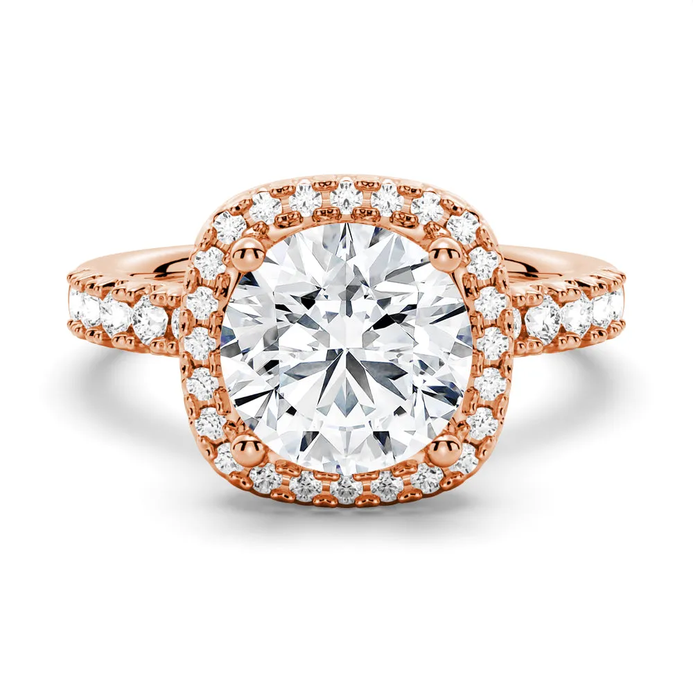 Brilliant Halo Round Moissanite Engagement Ring sold by MSBLUE Jewelry product image thumbnail 3