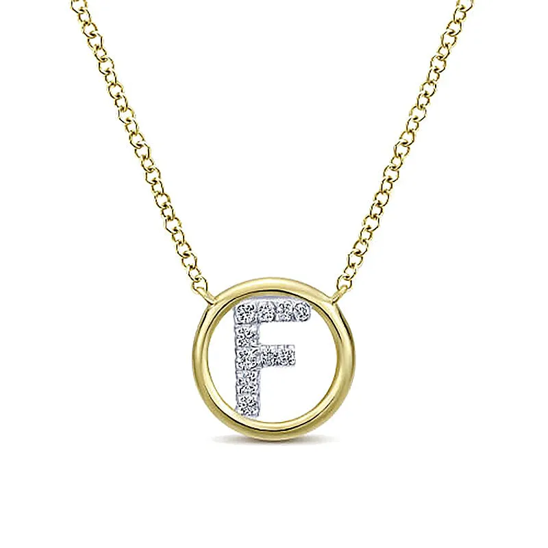 Round Pavé Initial F Pendant Necklace sold by MSBLUE Jewelry product image thumbnail 2