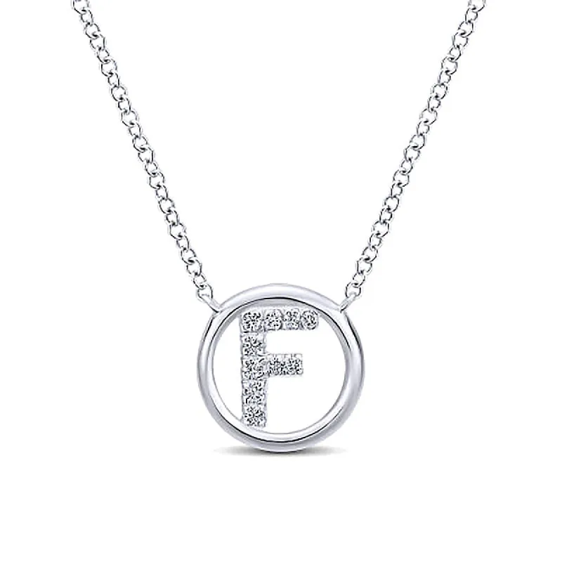 Round Pavé Initial F Pendant Necklace sold by MSBLUE Jewelry