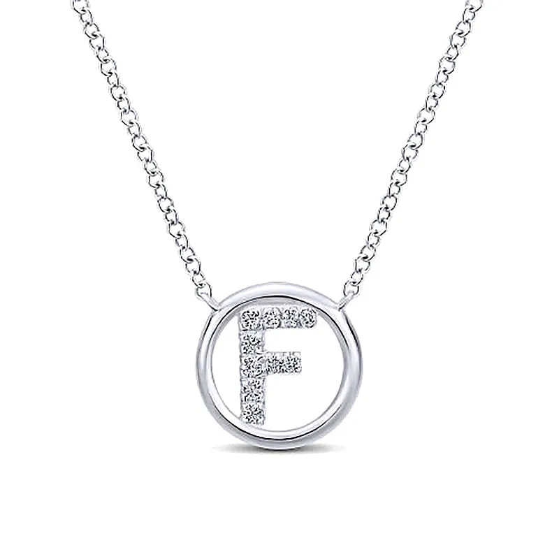 Round Pavé Initial F Pendant Necklace sold by MSBLUE Jewelry