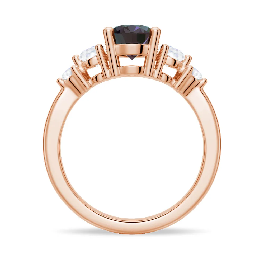 1.5 CT. Oval Alexandrite Engagement Ring With Moonstone Accents sold by MSBLUE Jewelry product image thumbnail 4