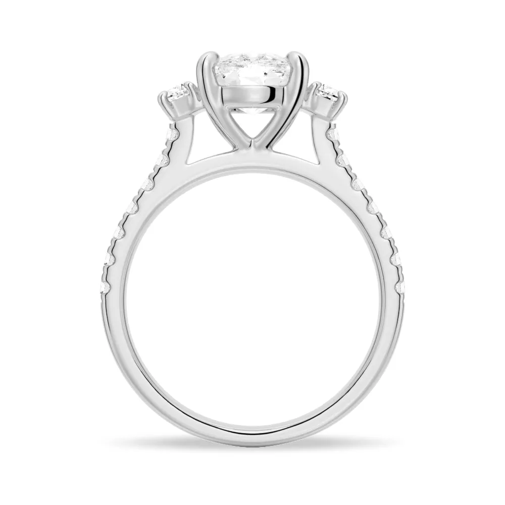 Three Stone Cushion & Half Moon Engagement Ring sold by MSBLUE Jewelry product image thumbnail 5