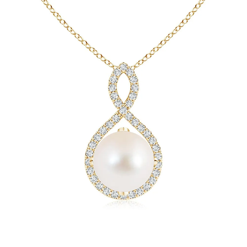 8mm Twist Freshwater Cultured Pearl and Moissanite Pavé Pendant sold by MSBLUE Jewelry product image thumbnail 2